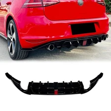 Rear Bumper Diffuser Lip For Golf 7 MK7 GTI GTD TSI 2014-17 W/ Light Gloss Black