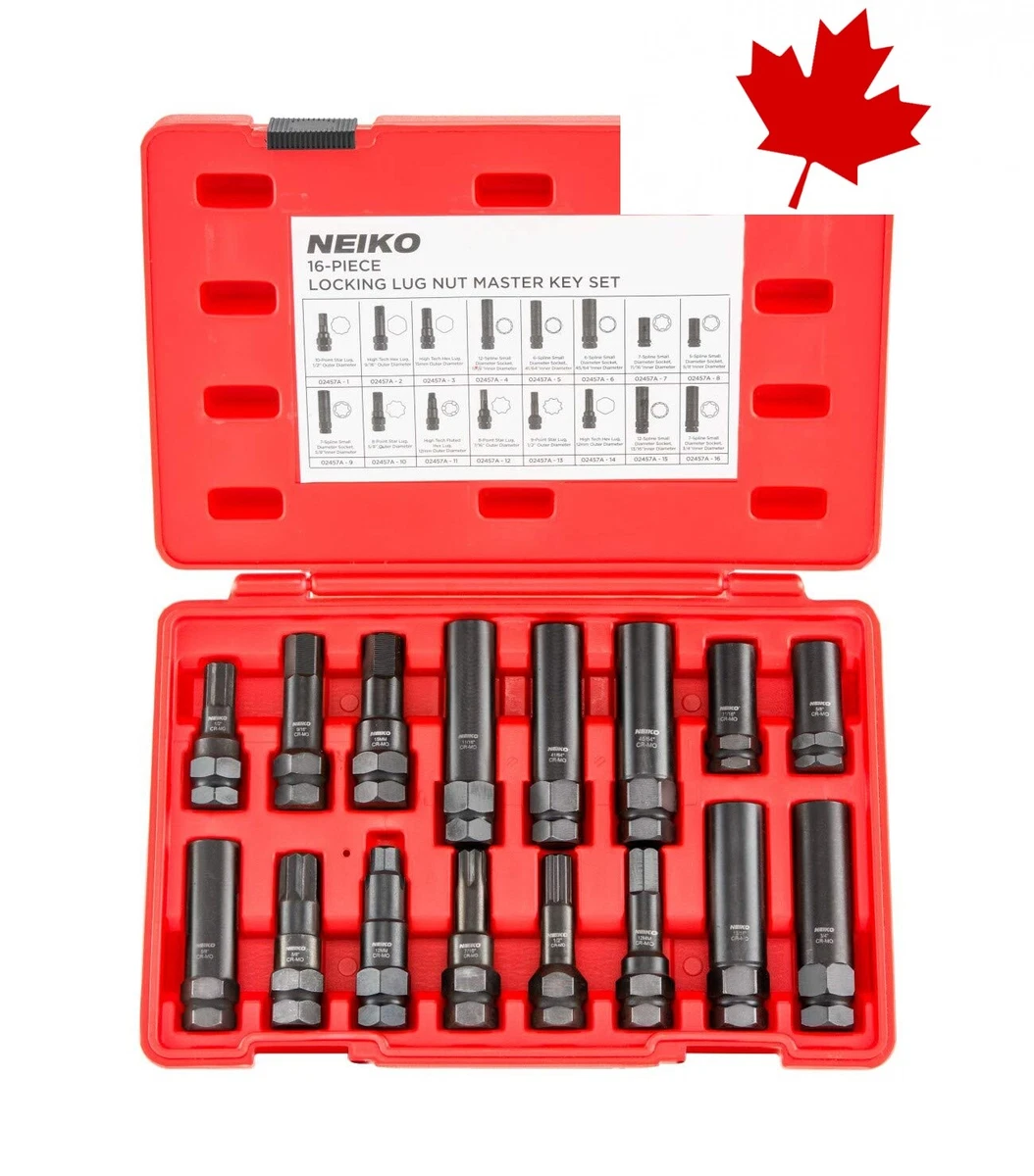 Lug Nut Key Set 16 Piece Wheel Lock Removal Kit for Aftermarket and Factory