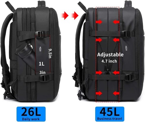BANGE Weekender Carry-on Travel Backpack,45L Expandable,Convertible to Briefcase - Picture 3 of 7