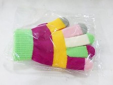 Kids girls multi color stripe knitted winter gloves new