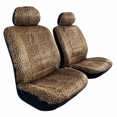 For Chevy Silverado 1500 2007-on Car Seat Covers Front Set Leopard Velour  2PCS