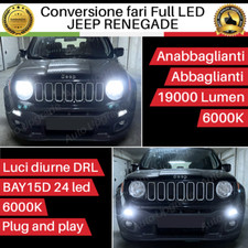 KIT CONVERSIONE FARI FULL LED PER JEEP RENEGADE 6000K BIANCO CANBUS 19000 LUMEN