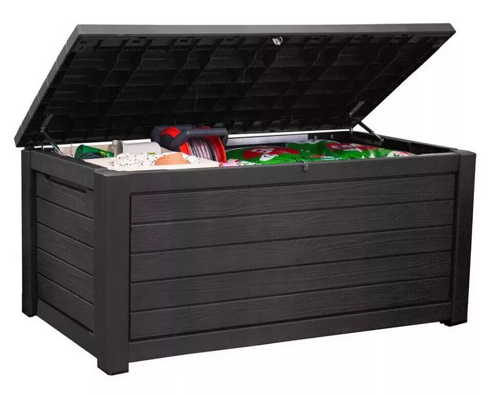 Keter 165 Gallon Outdoor Patio Storage Deck Box Bench Weatherproof