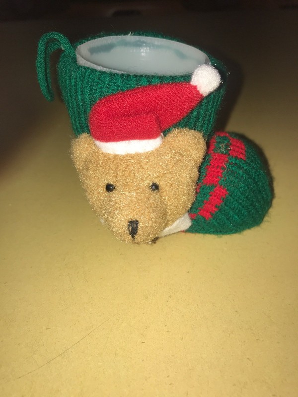 Gifts Flocking Green Sock Candy Christmas Bear Boot for Candy Holding-Cute!!