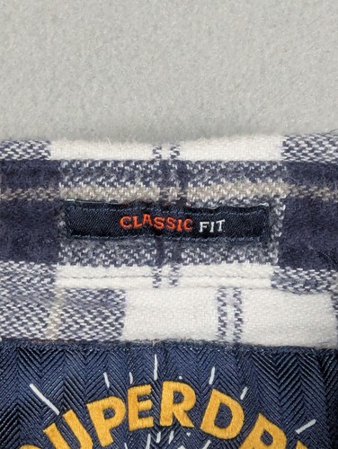 Superdry Shirt Mens XL Blue Plaid Flannel Expedition Pockets Outdoor Classic Fit - Picture 9 of 11