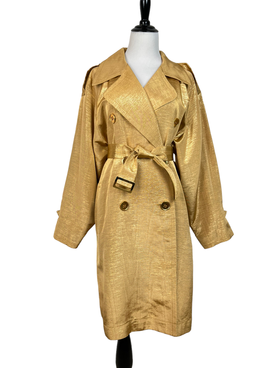 VTG Yves Saint Laurent Encore Oversized Trench Coat Metallic