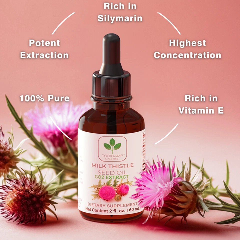 Масло расторопши Todicamp для поддержки печени 2 жидких унции капли расторопши - Изображение 3 из 4
