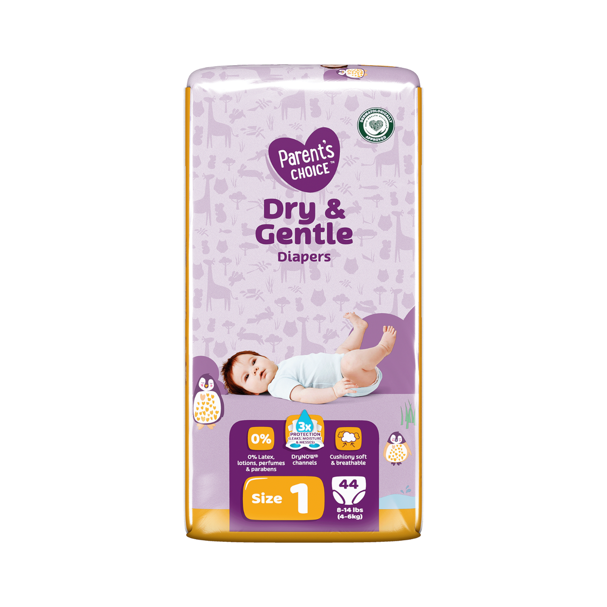 Parents Choice Dry Gentle Diapers Size Count 44 New