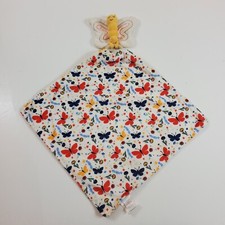Modern Baby Butterfly Lovey Plush Teether White Red Blue Security Blanket