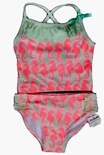 Flapdoodles Swimsuit 2 Piece Toddler Girls Seahorses Lined Sz 4T