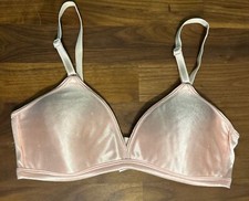 Vintage Vassarette Second Skin Satin Bra Size 34A Pink Shiny Wireless