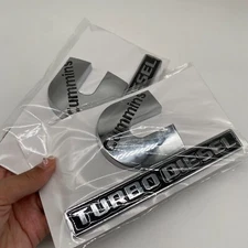 2X Cummins Turbo Diesel Emblems For RAM 2500 3500 Fender Nameplates Chrome Black