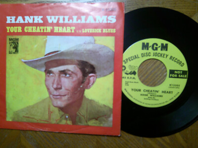 PROMO MGM 45 RECORD/HANK WILLIAMS/LOVESICK BLUES/YOUR CHEATIN HEART/EX