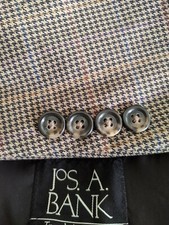 Jos A Bank 46L Purple Brown Tooth Check Tweed Wool Jacket Blazer Coat TALL