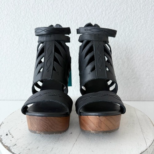 NEU Lane Stiefel BECCA Damen schwarz Keilabsatz Größe 8 Westernsandalen Cowgirl Leder - Bild 6 von 9