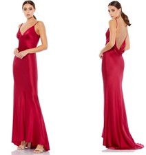 Mac Duggal NWT Sleeveless Satin Empire Waist Cowl Back Gown in Berry 55333 Sz 6