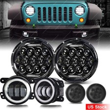 7 Inch Led Headlights Fog Turn Signal Lights Combo Kit For Jeep Wrangler Jk