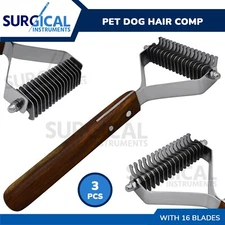 3 Pcs Dog Brush for Deshedding Dematting Pet Grooming Cat Hair Comb 16 Blades