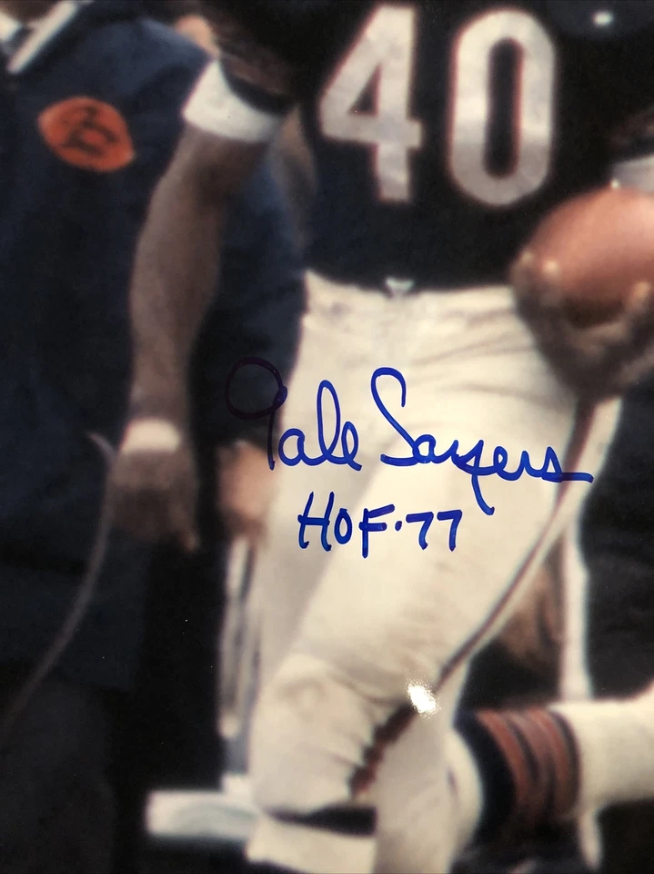 FOTO AUTOGRAFIADA FIRMADA 16X20 de Gale Sayers ¡Certificada por la JSA! Bears HoF Foto 2 de 4