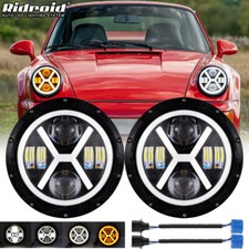 Par de faros LED DRL ojos de ángel halo de 7" para Porsche 911 912 914 924 928 944