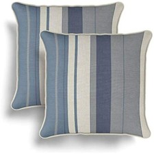 Blue & Grey Striped Cushions 2 Pack Whitworth Cotton Covers Navy Blues Greys