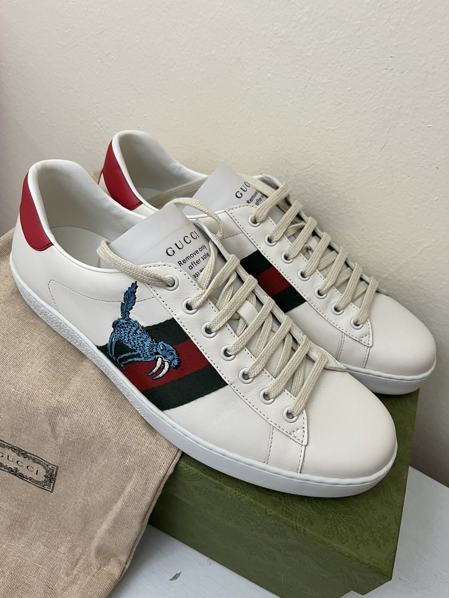スニーカー Freya Hartas Ace Leather Sneakers - Men's NIB GUCCI Men's Freya Hartas Ace Sneaker In White Leather