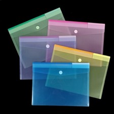 5X Office Document Bag Touch fastener A4 File Folder Sheer Business Supplies