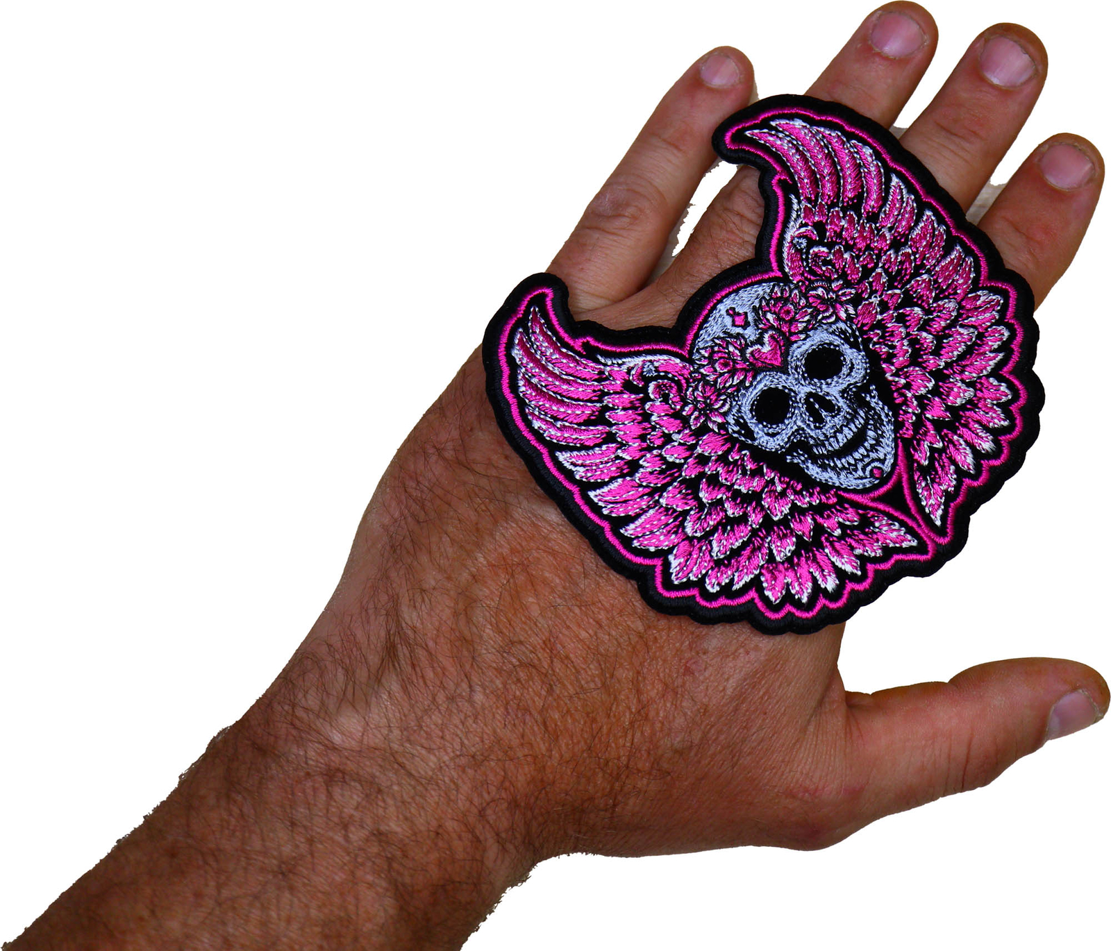 Pink Angel Wings Skull Patch- 4x4 inch - P7785