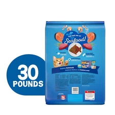Purina Friskies Seafood Sensations, Dry Cat Food, Salmon, Tuna,Shrimp, 30 lb Bag
