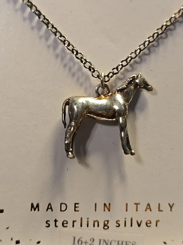 "Nuevo colgante y collar auténtico Mia Fiore de plata esterlina CABALLO 16+2"" NUEVO EN CAJA" Foto 2 de 4