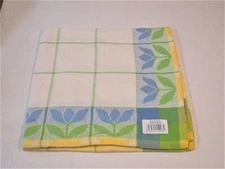 (4) Cotton Park Cottage Napkins ~ Large Tulip Floral Check ~ 18" x 18" NEW