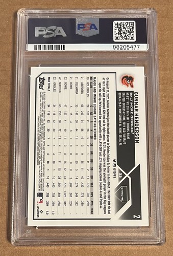 2023 Topps Chrome Gunnar Henderson GOLD Logofractor /50 RC SSP PSA 10 GEM MINT - Picture 2 of 2