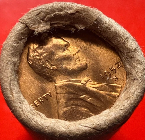 1952-S OBW ROLL  IN THE SAN FRANCISCO WRAP  50 GEM BU++ LINCOLN WHEAT PENNIES