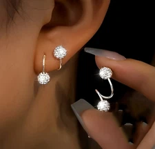 Elegant Zirconia Irregular Hoop Earrings Simple Glitter Style for Women