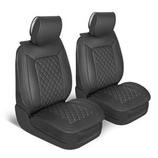 Faux Leather Front Seat Covers 2-Piece Set for Cars, Trucks 2 Front Black