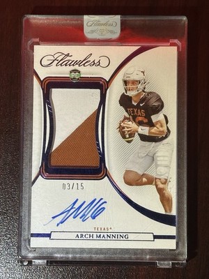2023 Flawless Collegiate Arch Manning Sapphire Patch Auto /15 First Year Sealed