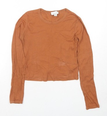 Braunes kurz geschnittenes Damen-T-Shirt Größe 8 von Topshop