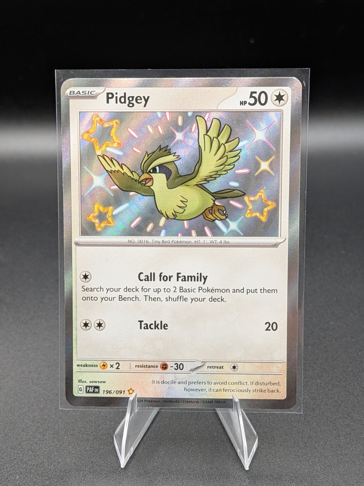 Pidgey 196/091 Shiny Rare Paldean Fates Pokemon NM/M