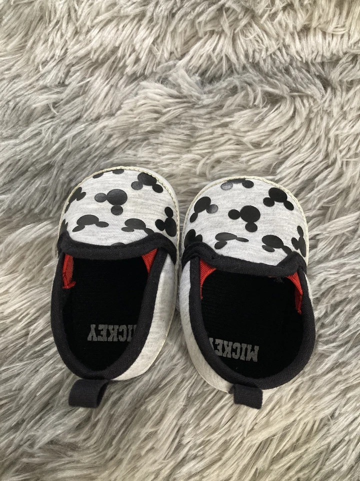 Disney Black And Grey Mickey Mouse Slip On Baby Infant Shoes 3-6 Months - Image 2 of 4