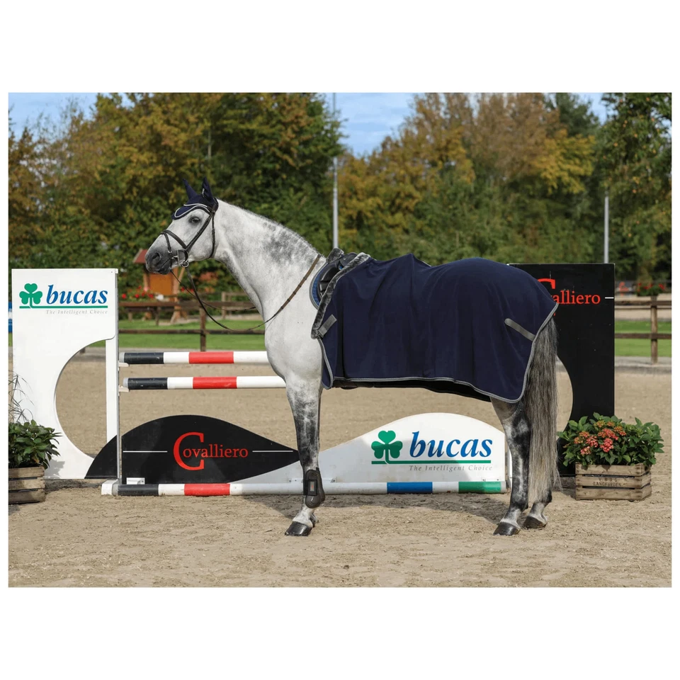 Bucas Navy/Grey 140 cm Abschwitzdecke Show Line 400 Fleecedecke - Bild 2 von 3