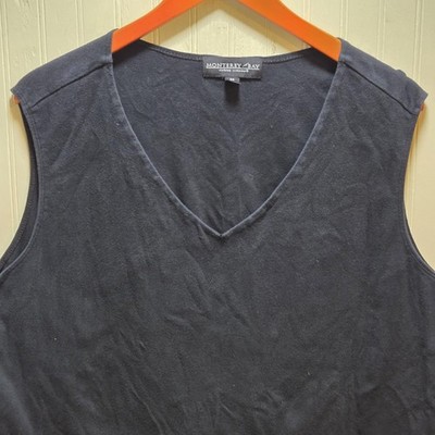 Monterey Bay Tank Top Womens Plus 3X Black V Neck 100% Cotton Basic Top
