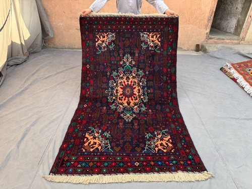 Vintage Hand-Knotted Wool Rug, Bold Caucasian Style Area Rug