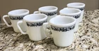 6 Vintage USA Corelle Corning Old Town Blue Onion Coffee Mug Tea Cups Glass