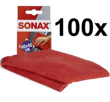 100x SONAX MicrofaserTuch Außen Mikrofaser Autopflege Tuch Trockentuch 40x40cm