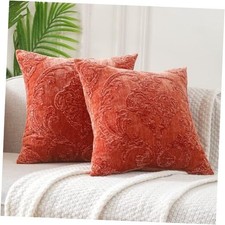 Embroidered Boho Throw Pillow Covers 18x18 18" x 18" Pack of 2 Orange-damask