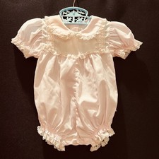 Bryan vintage pink ruffle-bottom baby romper 1980s