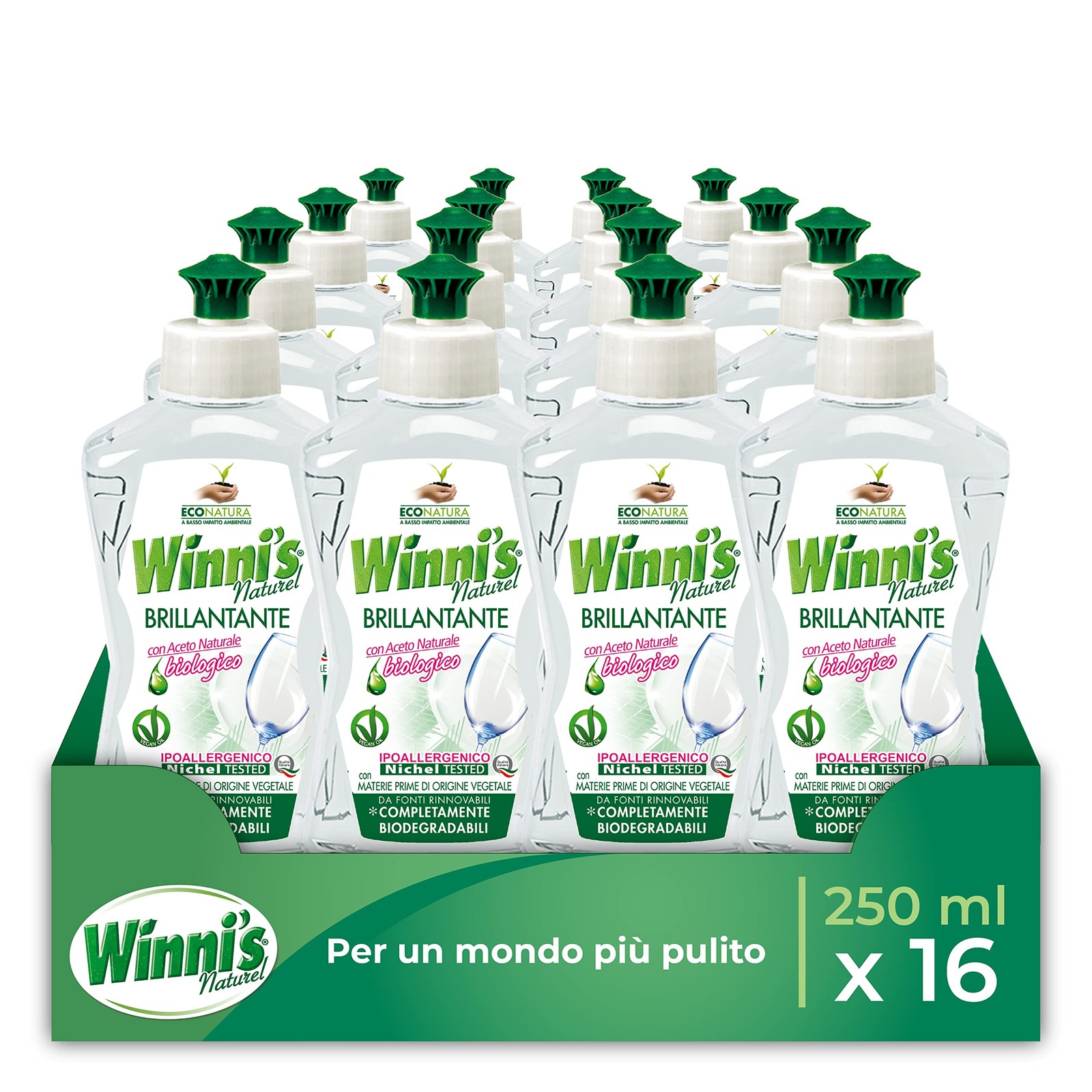Winni s Additivo Brillantante Lavastoviglie Ipoallergenico con Aceto Naturale