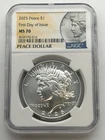2025-P Peace Silver Dollar $1 NGC MS70 First Day Of Issue FDOI .999 Coin