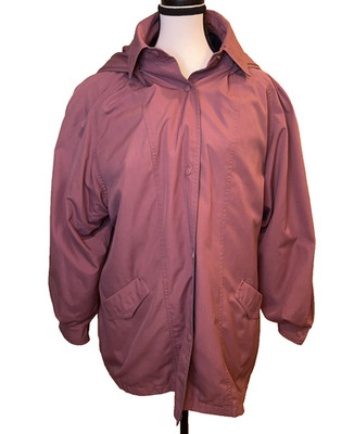 London Fog Coat Womens 16 Pink Hooded Thinsulate Lined Mid-Length Rain Travel