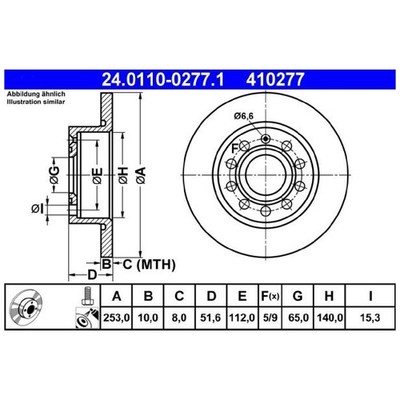 ATE 2 Bremsscheiben + 1 Satz Beläge hinten 25933569
